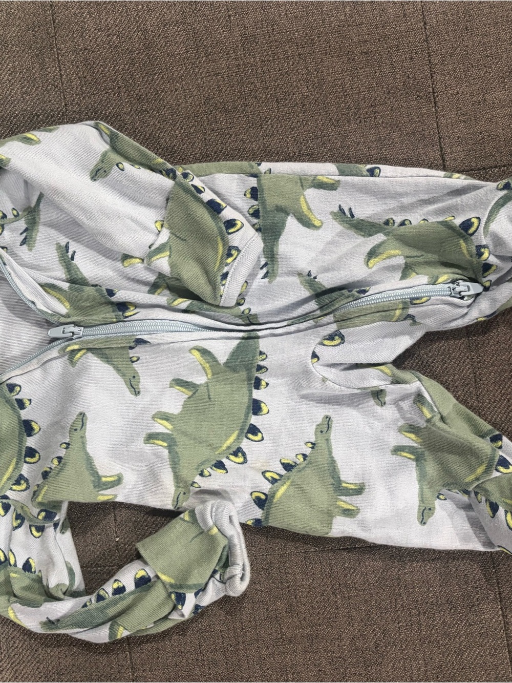 Carter's White and Green Dinosaur Zippered Pajama Sleepsuit